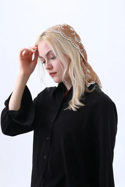 Floral Embroidered Triangle Headscarf – 3 colors