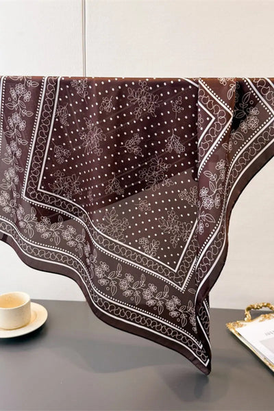 Floral Dot Print Satin Square Scarf – Soft & Everyday Elegance