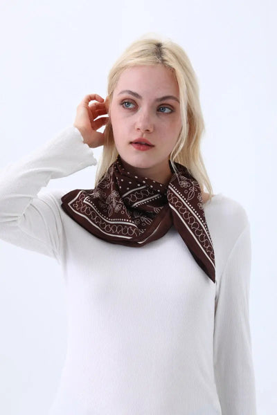 Floral Dot Print Satin Square Scarf – Soft & Everyday Elegance