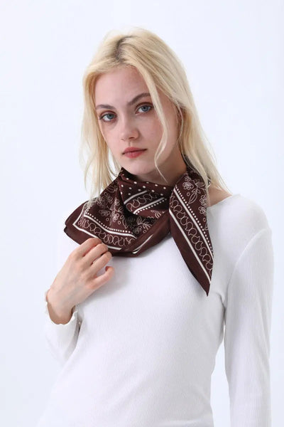 Floral Dot Print Satin Square Scarf – Soft & Everyday Elegance