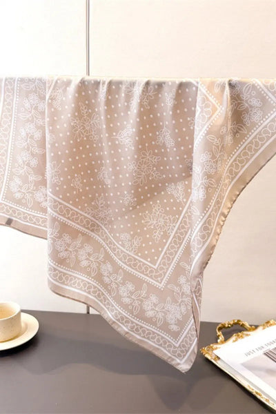 Floral Dot Print Satin Square Scarf – Soft & Everyday Elegance