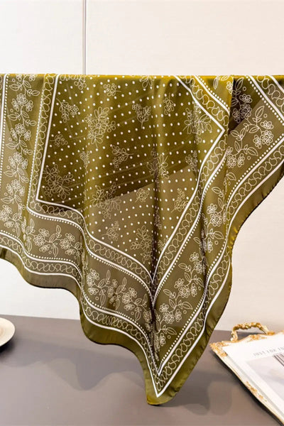 Floral Dot Print Satin Square Scarf – Soft & Everyday Elegance