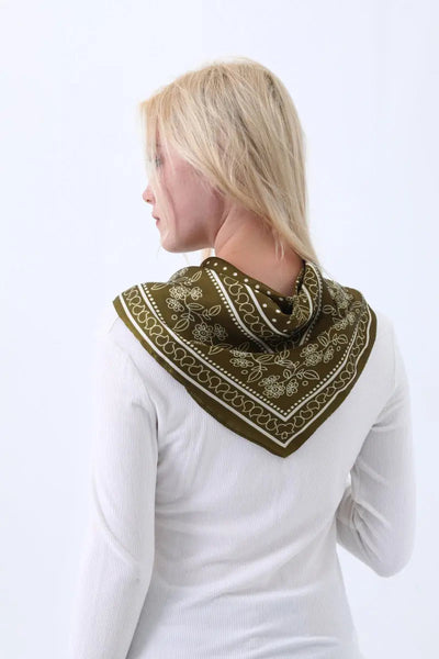 Floral Dot Print Satin Square Scarf – Soft & Everyday Elegance