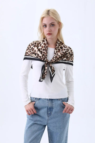 Retro Leopard Print Satin Square Scarf  🐆