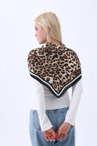Retro Leopard Print Satin Square Scarf  🐆