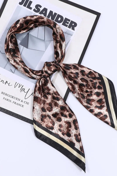 Retro Leopard Print Satin Square Scarf  🐆