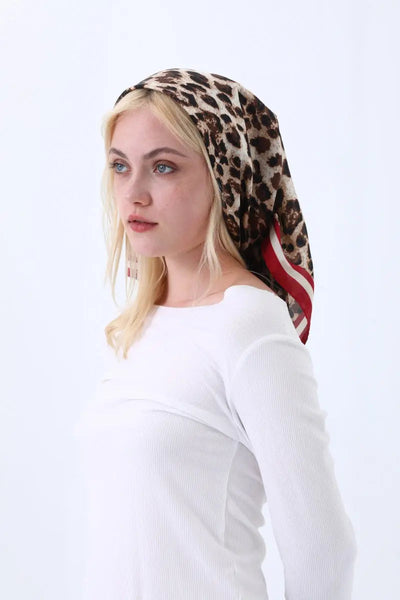 Retro Leopard Print Satin Square Scarf  🐆