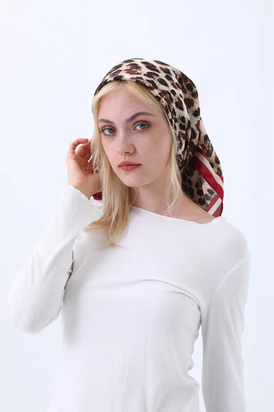 Retro Leopard Print Satin Square Scarf  🐆