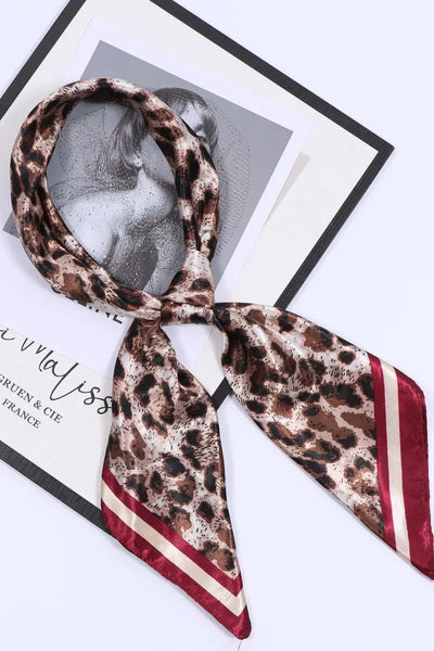 Retro Leopard Print Satin Square Scarf  🐆