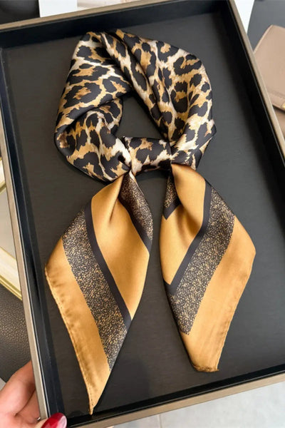 Leopard Print Satin Scarf – 3 Ways: Head, Neck & Waist Wrap