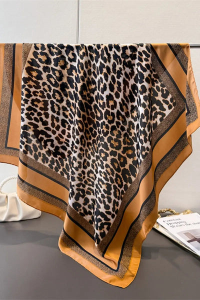 Leopard Print Satin Scarf – 3 Ways: Head, Neck & Waist Wrap