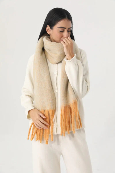 Women Gradient Tassel Thick Knit Soft Warm Winter Wrap 🧣🎨 Leto Collection
