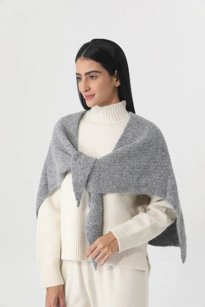 Women Earth Tone Knit Triangle Shawl Warm Cape Wrap 🧤🍂 Leto Collection
