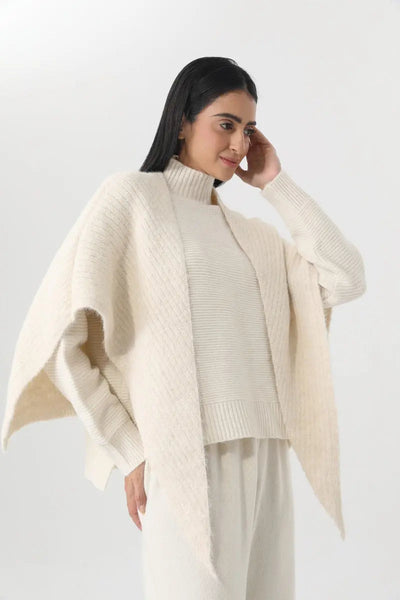 Women Earth Tone Knit Triangle Shawl Warm Cape Wrap 🧤🍂 Leto Collection