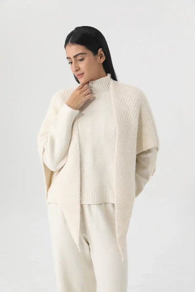 Women Earth Tone Knit Triangle Shawl Warm Cape Wrap 🧤🍂 Leto Collection