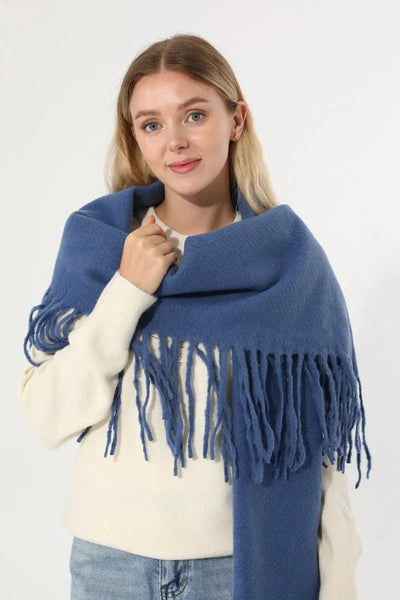 Women Solid Knit Tassel Scarf Thick Warm Winter Shawl 🧶❄️ Leto Collection
