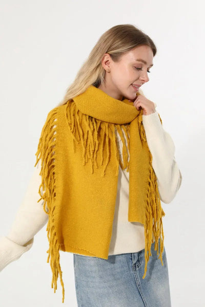 Women Solid Knit Tassel Scarf Thick Warm Winter Shawl 🧶❄️ Leto Collection