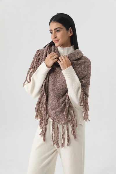 Fringed Knit Triangle Shawl Multi Wear Wrap Scarf 🧶🍂 Leto Collection