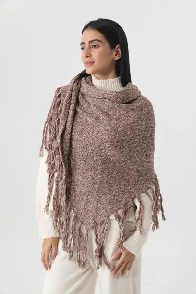 Fringed Knit Triangle Shawl Multi Wear Wrap Scarf 🧶🍂 Leto Collection