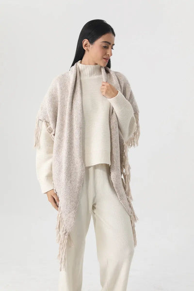Fringed Knit Triangle Shawl Multi Wear Wrap Scarf 🧶🍂 Leto Collection
