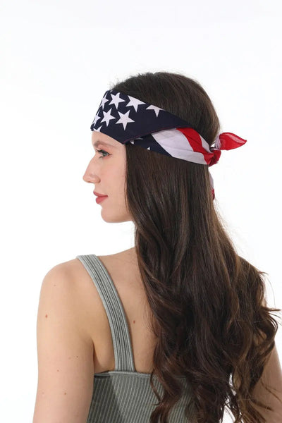 USA Flag Bandana – Cotton Star Stripe Scarf Leto Collection