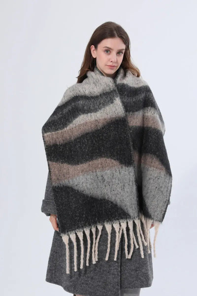 Thick Gradient Stripe Tassel Women Warm Scarf Leto Collection