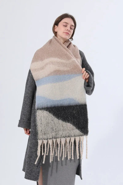 Thick Gradient Stripe Tassel Women Warm Scarf Leto Collection