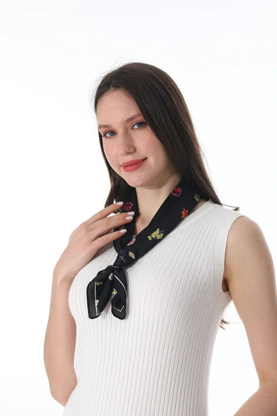 Women Floral Print Satin Square Multi-use Neck Bandana 🌸✨ leto-collection