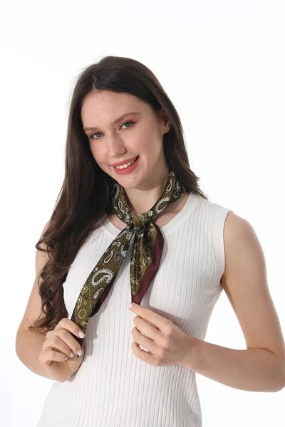 Retro Paisley Silky Square Scarf Versatile Women Neck Bandana 🌷✨ Leto Collection