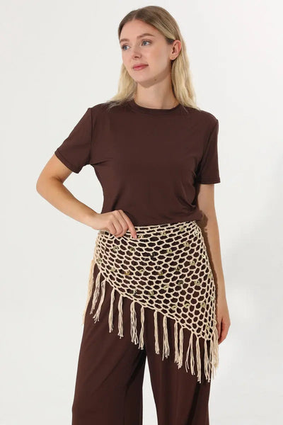 Women Boho Sequin Crochet Tassel Mesh Multiway Shawl ✨🍂 Leto Collection