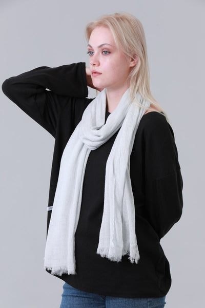 Solid Crinkle Fringe Women Long Scarf Leto Collection