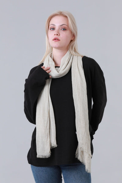 Solid Crinkle Fringe Women Long Scarf Leto Collection