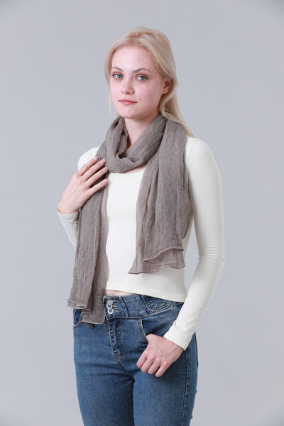 Solid Crinkle Texture Lightweight Long Neck Scarf for Women Leto Collection
