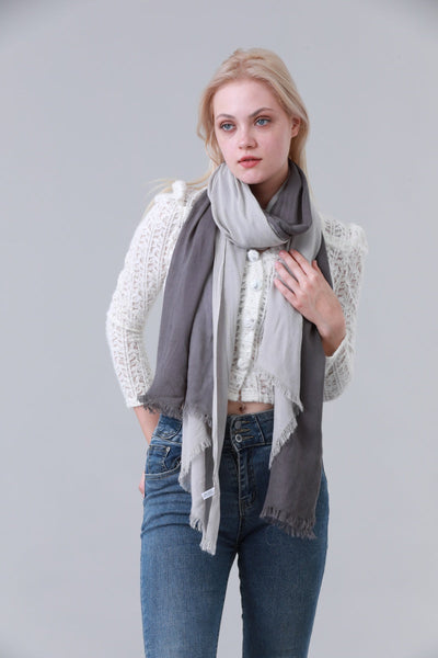 Ombre Color Block Tassel Long Scarf for Women Leto Collection
