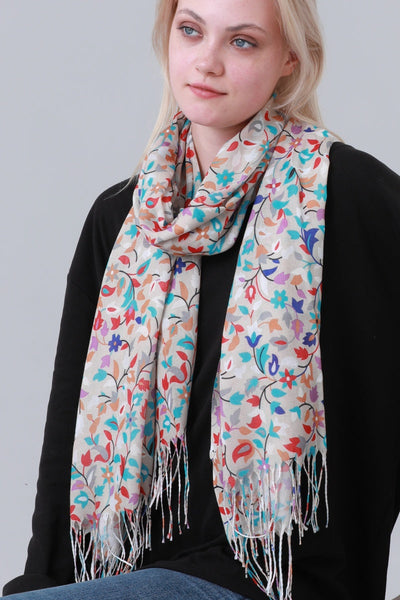 Floral Tassel Long Scarf Women Soft Shawl Wrap Leto Collection