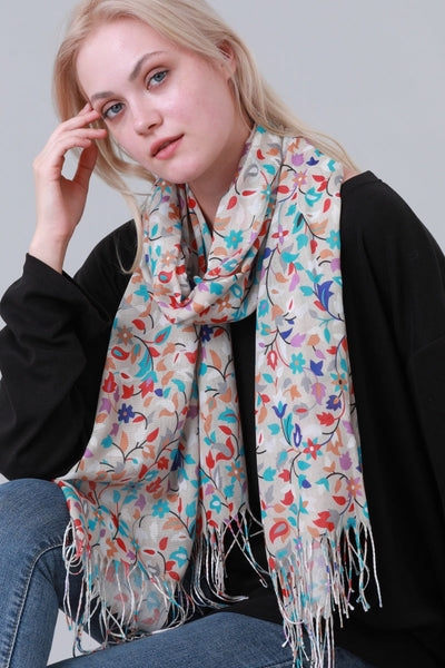 Floral Tassel Long Scarf Women Soft Shawl Wrap Leto Collection