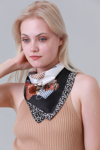 Vintage Polka Dot Print Women Silk Feel Scarf Leto Collection