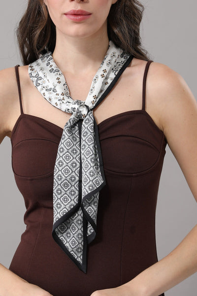 Vintage Geometric Floral Satin Belt Scarf for Women Leto Collection