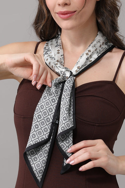 Vintage Geometric Floral Satin Belt Scarf for Women Leto Collection
