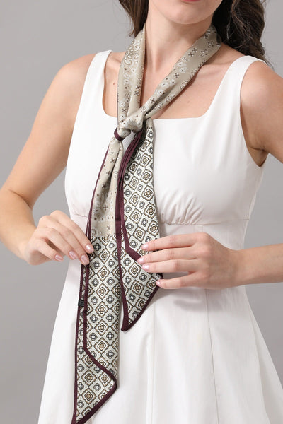 Vintage Geometric Floral Satin Belt Scarf for Women Leto Collection