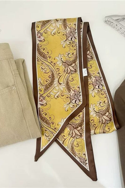 Floral Print Slim Silk Scarf for Women Leto Collection