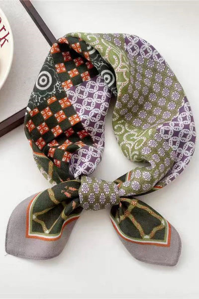 Women Artistic Scarf with Patchwork Floral & Dot Print Leto Collection