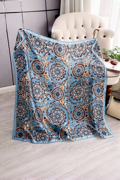 Vintage Medallion Floral Print Satin Square Scarf Leto Collection