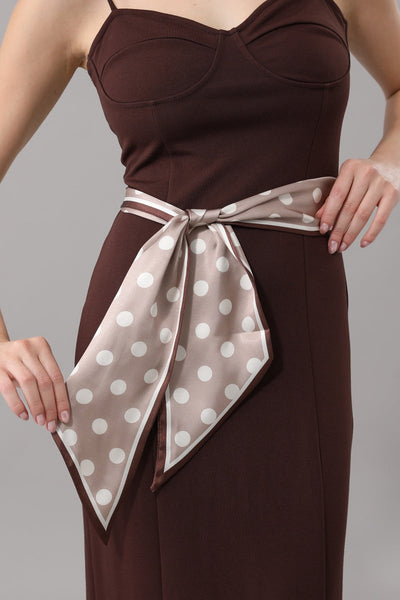 Multi-use Dot Print Slim Satin Scarf for Women Leto Collection