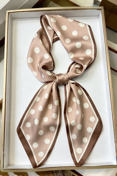 Multi-use Dot Print Slim Satin Scarf for Women Leto Collection
