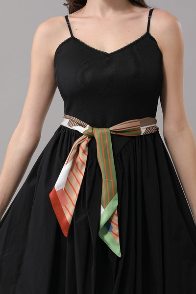 Women Thin Satin Scarf with Mixed Stripe Pattern Leto Collection