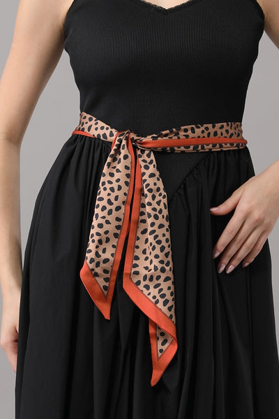 Leopard Print Border Skinny Satin Scarf for Women leto-collection