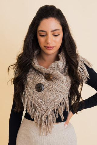 Heathered Shoulder Warmer With Coco Buttons - 5 colors
