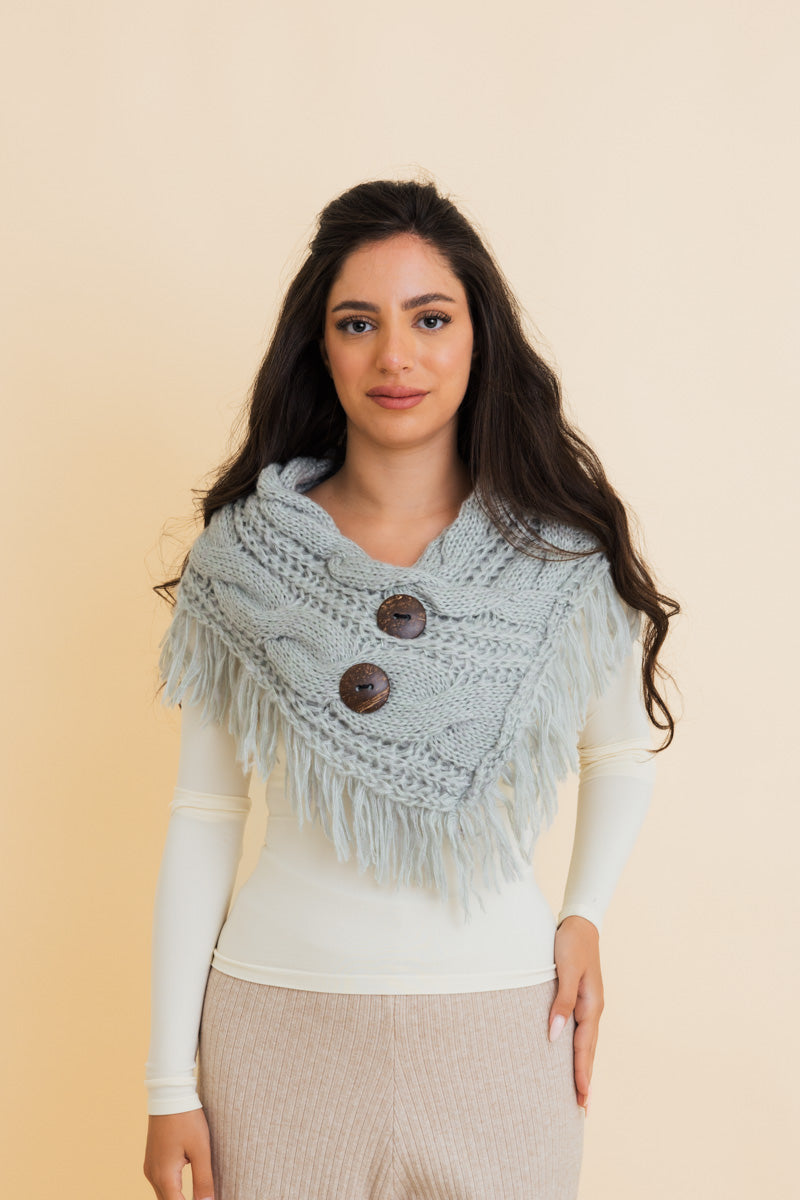 Heathered Shoulder Warmer With Coco Buttons - 5 colors