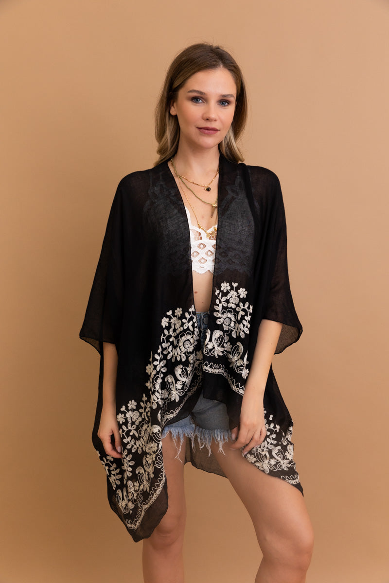 Enchanted Bloom Embroidered Kimono